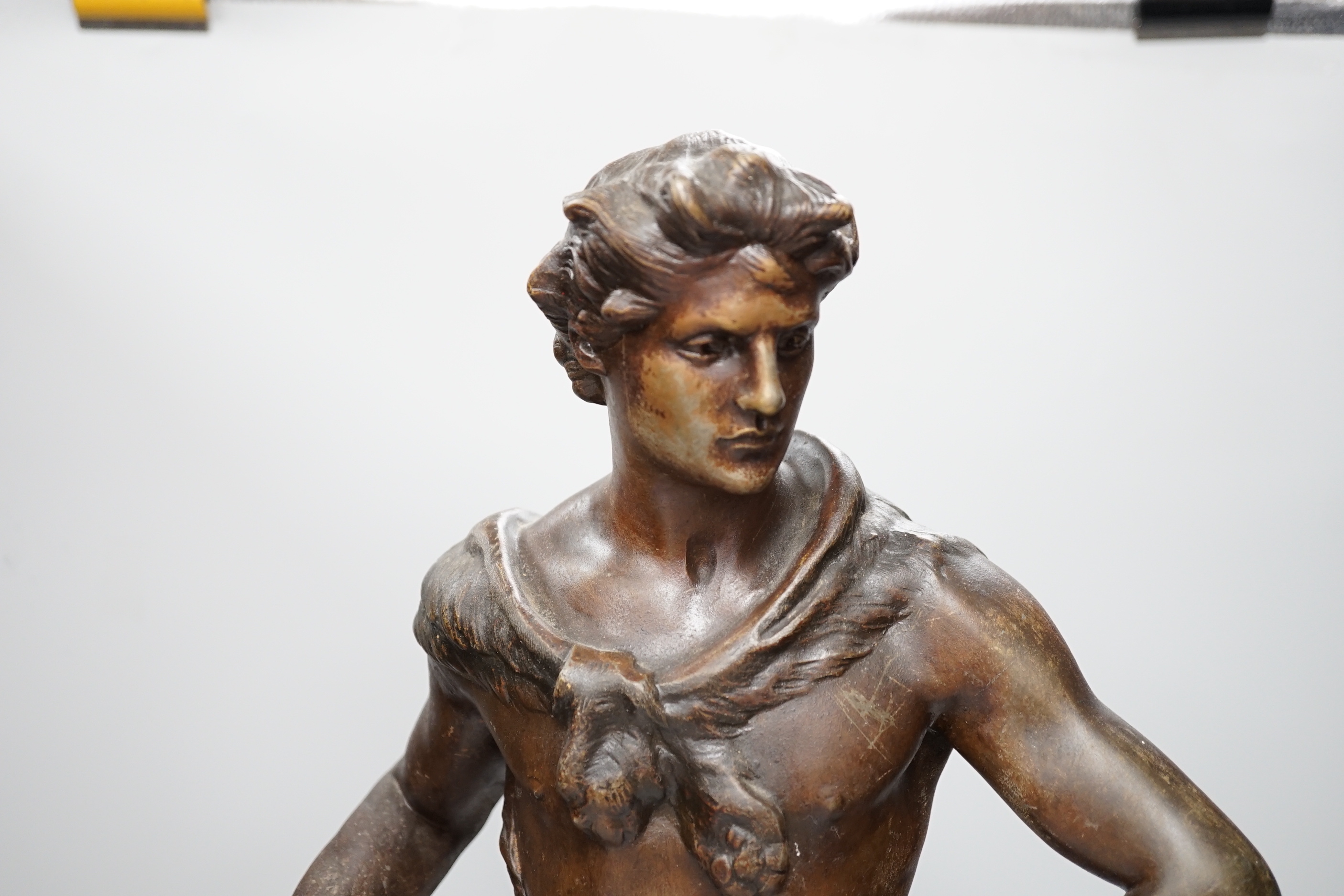 A classical spelter figure 'Genie du Travail', 60cm high